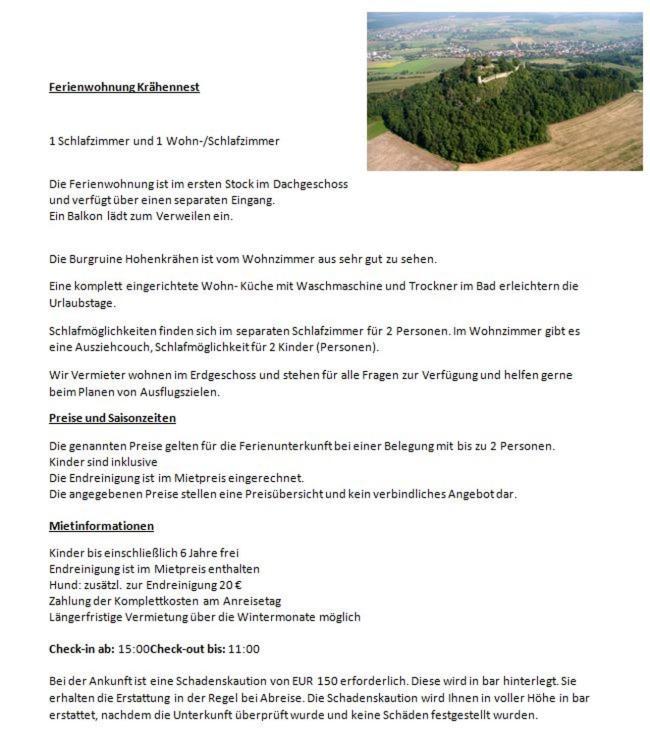 Ferienwohnung Kraehennest In Den Hegaubergen - Naehe Bodensee Muhlhausen-Ehingen Екстериор снимка
